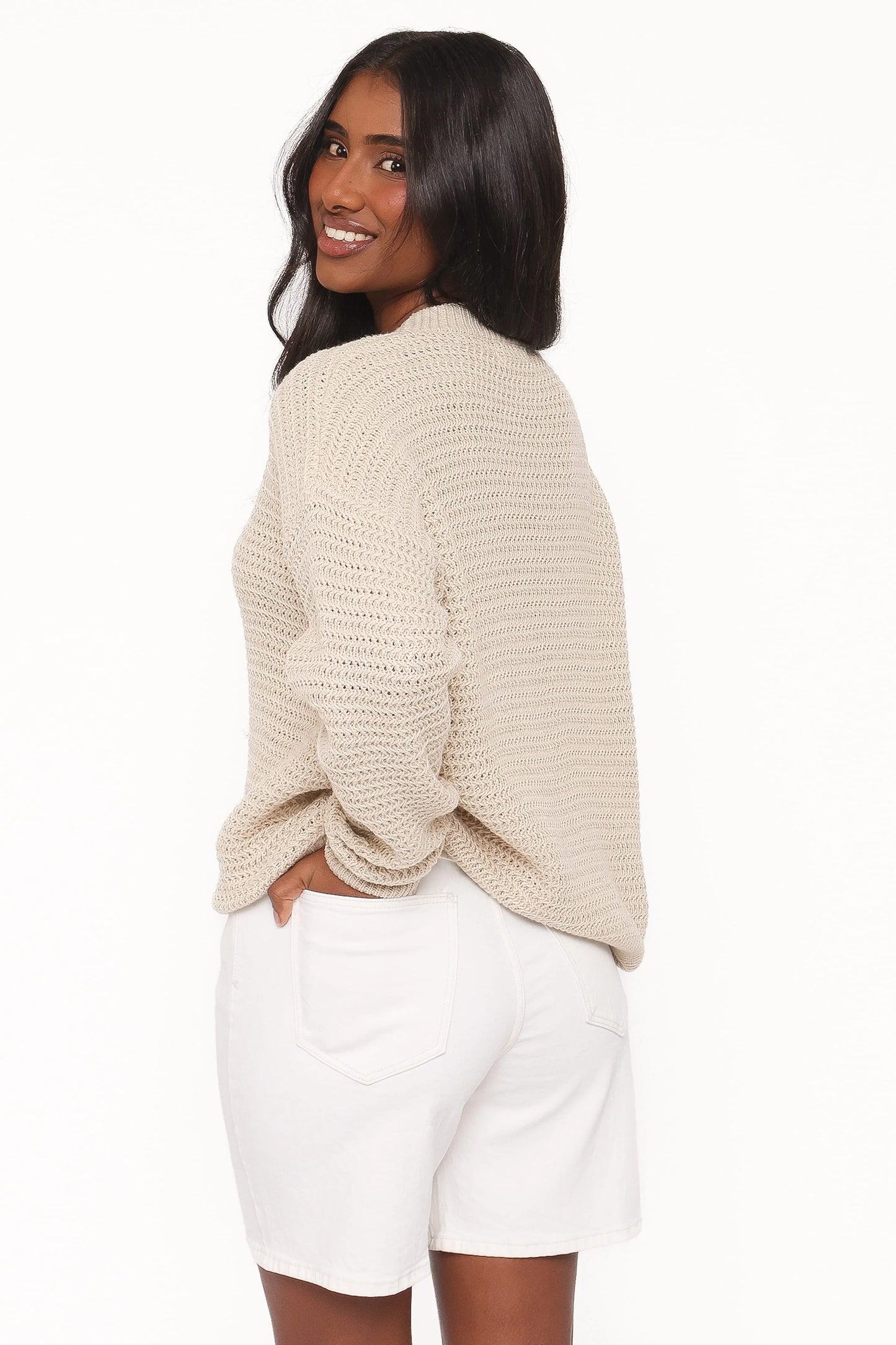 Melane Open Stitch Sweater - Beige