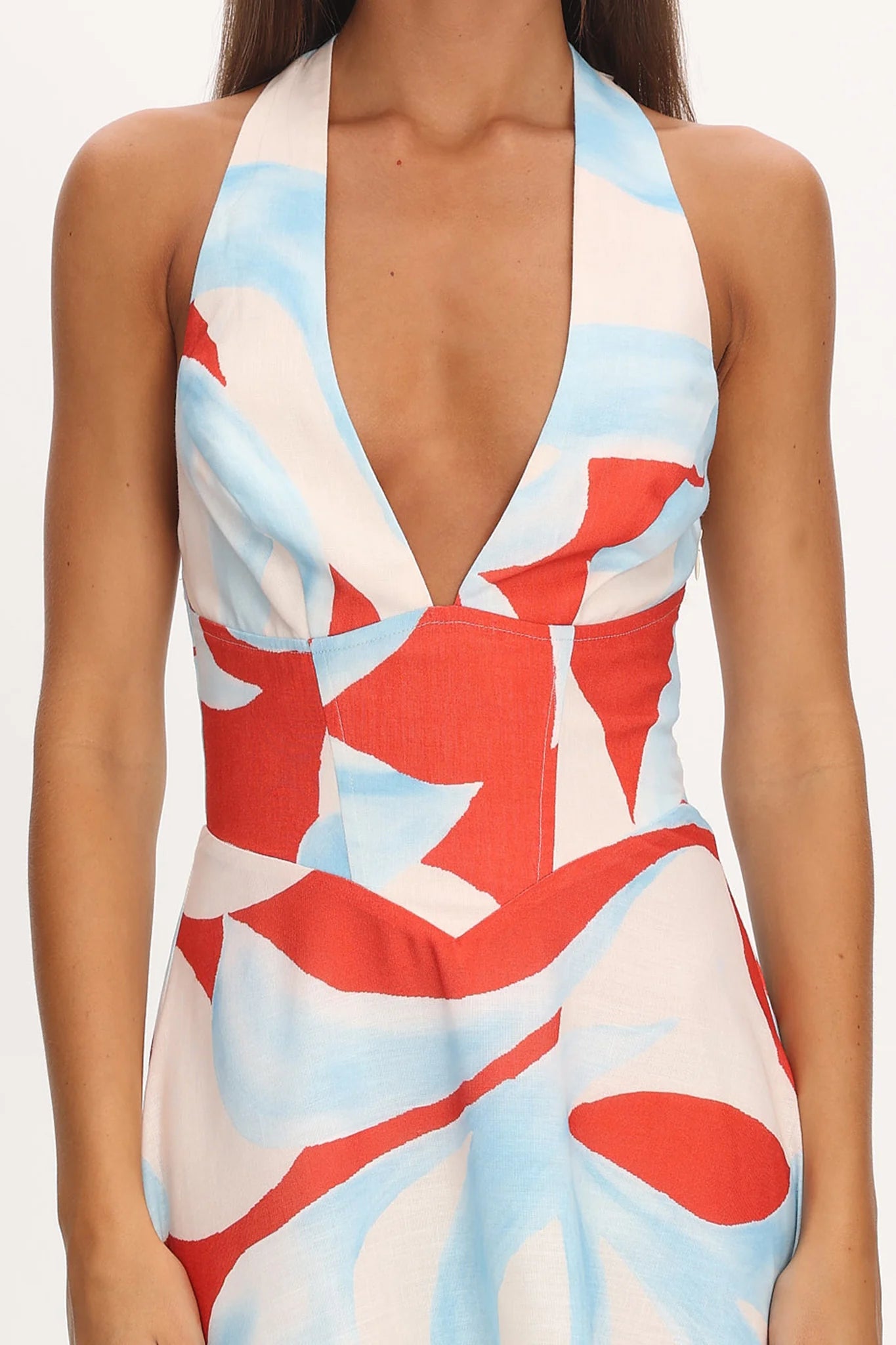 Riga Halterneck Maxi Dress Blue Multi