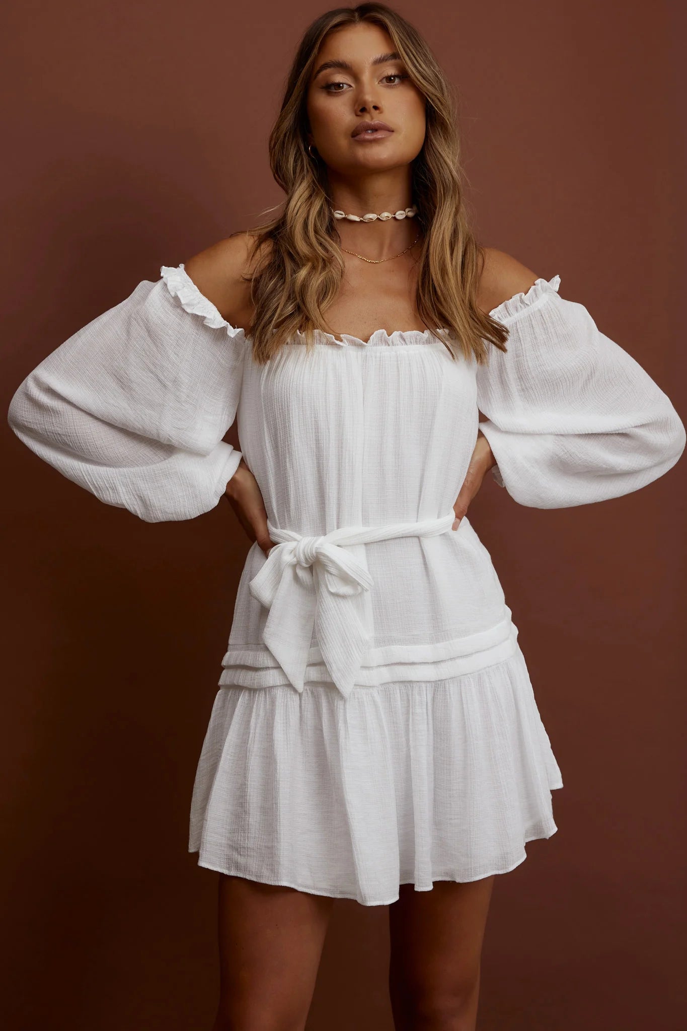 Sycamore Off- Shoulder Pintuck Dress White