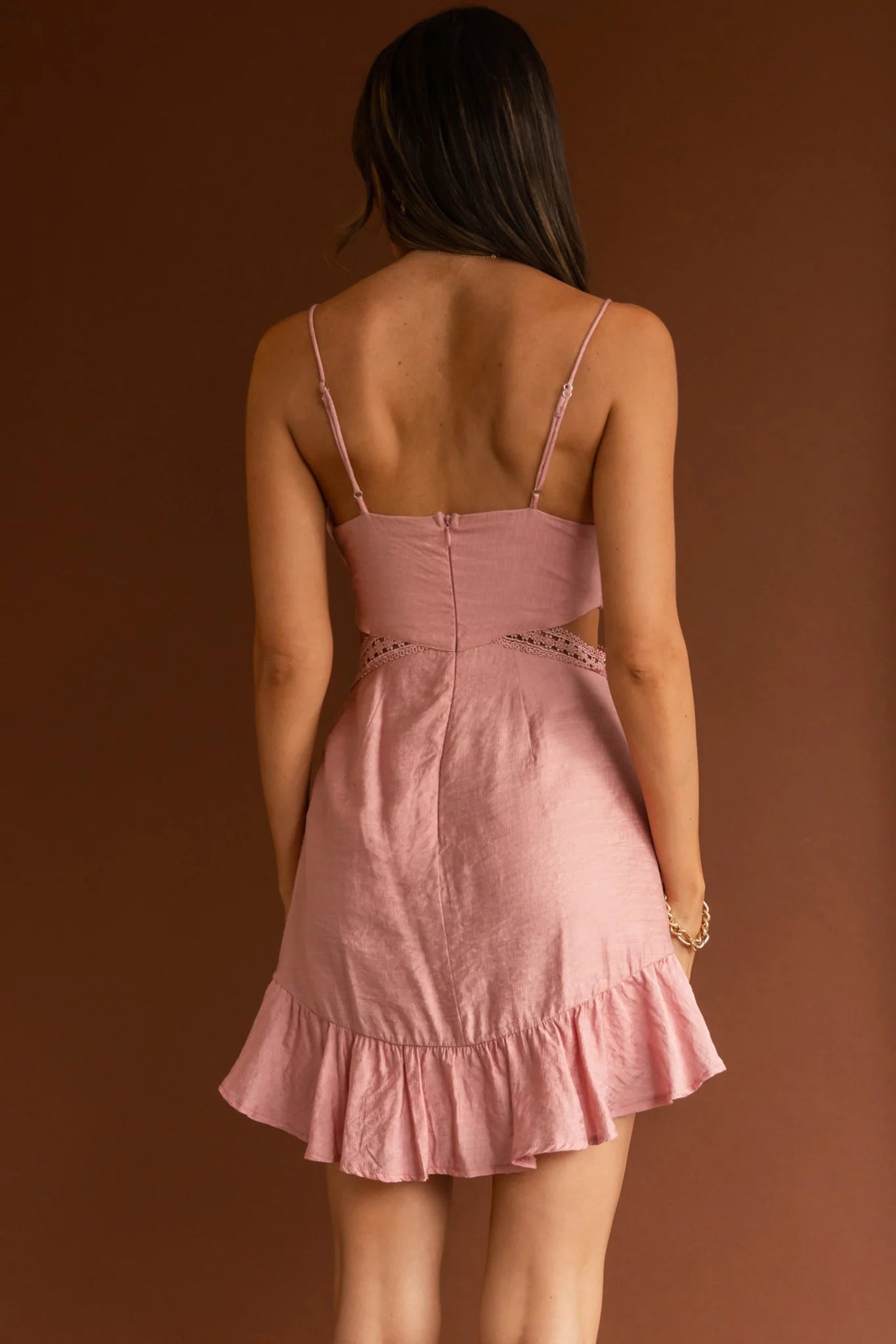 Santorini Sunset Cami Strap Cut-Out Dress Blush