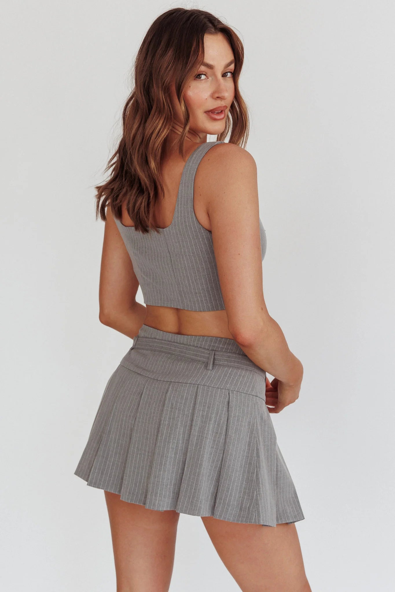 Swoon Lace-Up Corset Top Grey