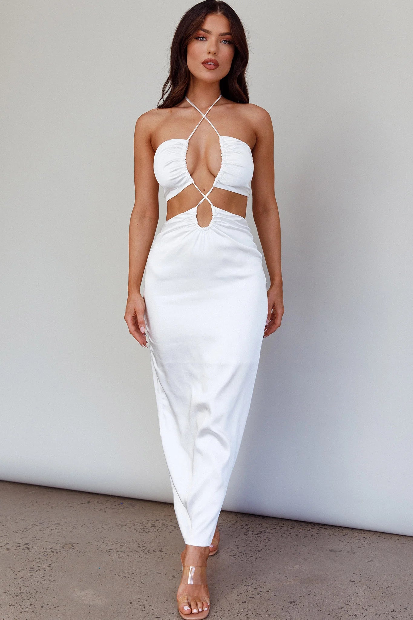 Ryana Cut-Out Drawstring Dress White
