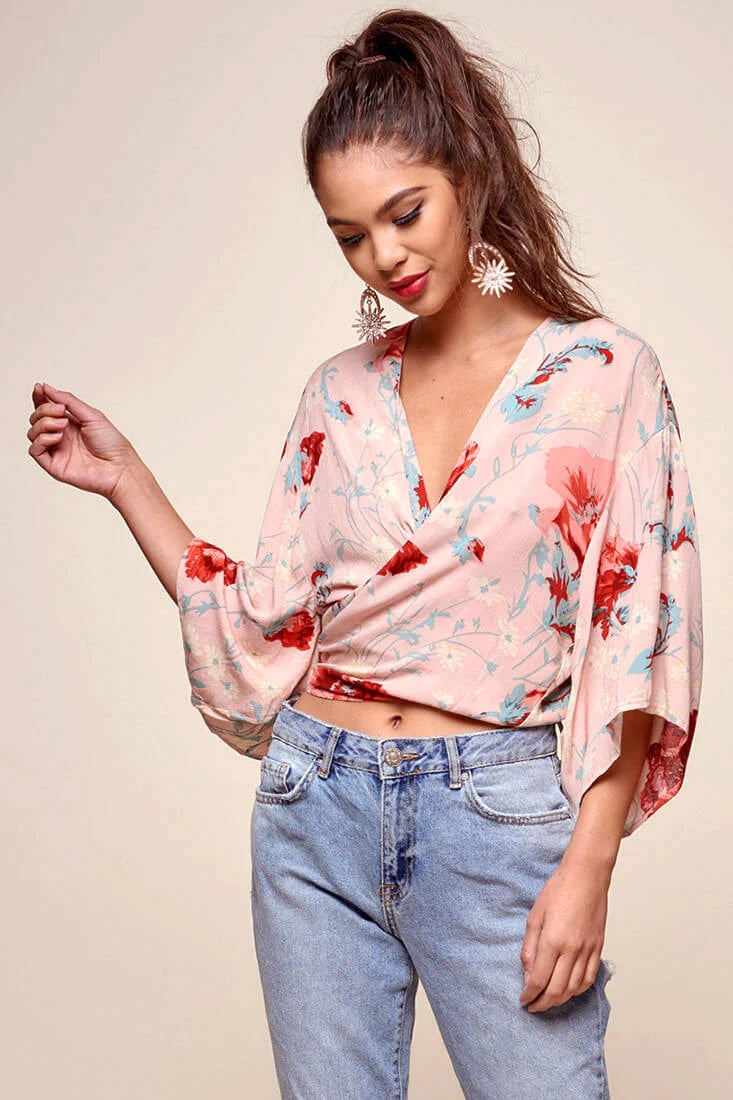 Rivera Waist Tie Floral Top Pink