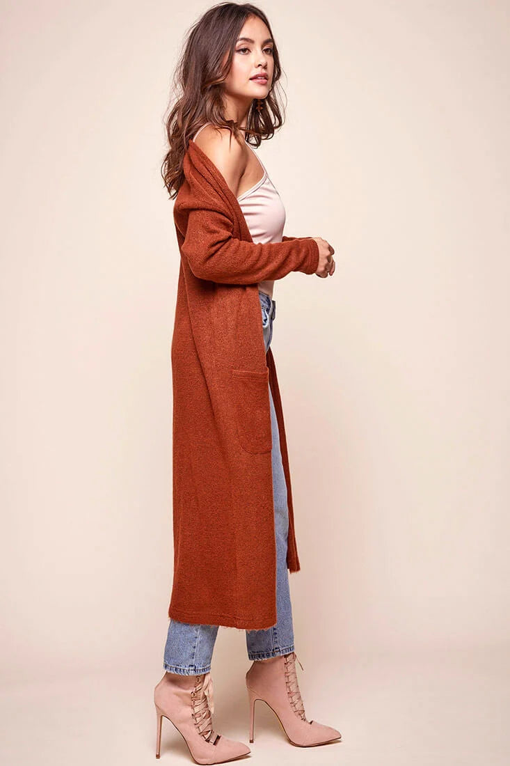 Brookhaven Cafe Long Sleeved Cardigan Rust