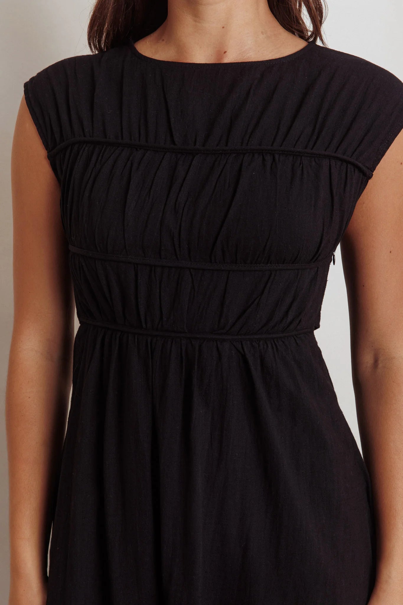 Called Out Gathered Bodice Maxi Dress Black