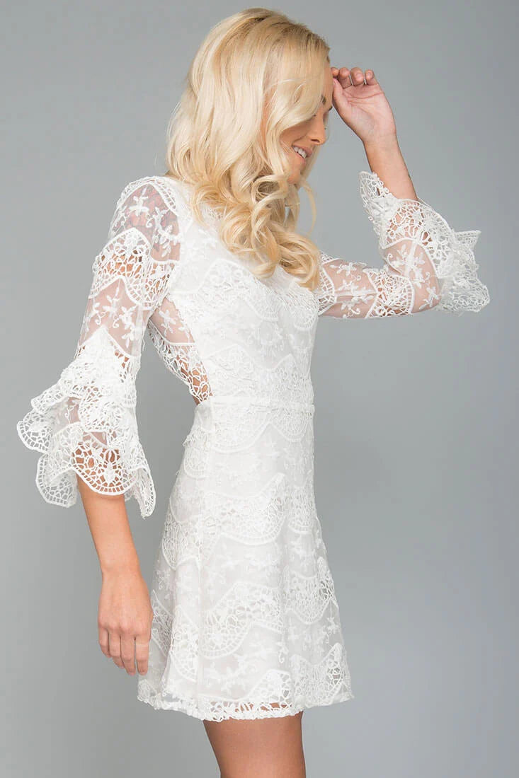 Elena Embroidered Going Out Dress White