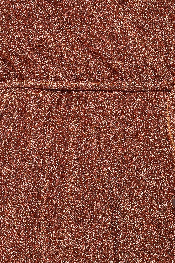 Shae Shimmery V Neck Romper Rust