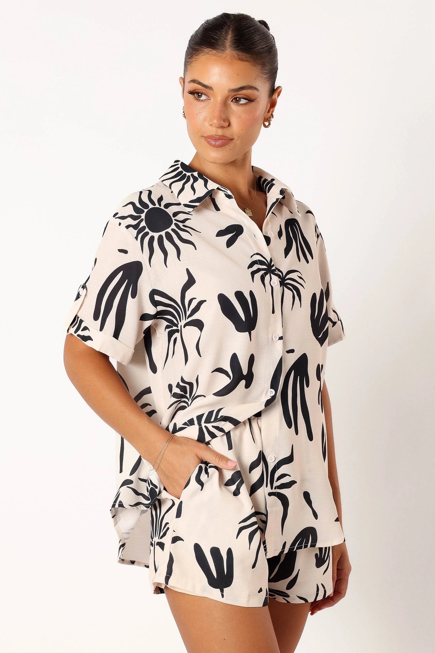 Sawyer Short Sleeve Shirt - Beige Black