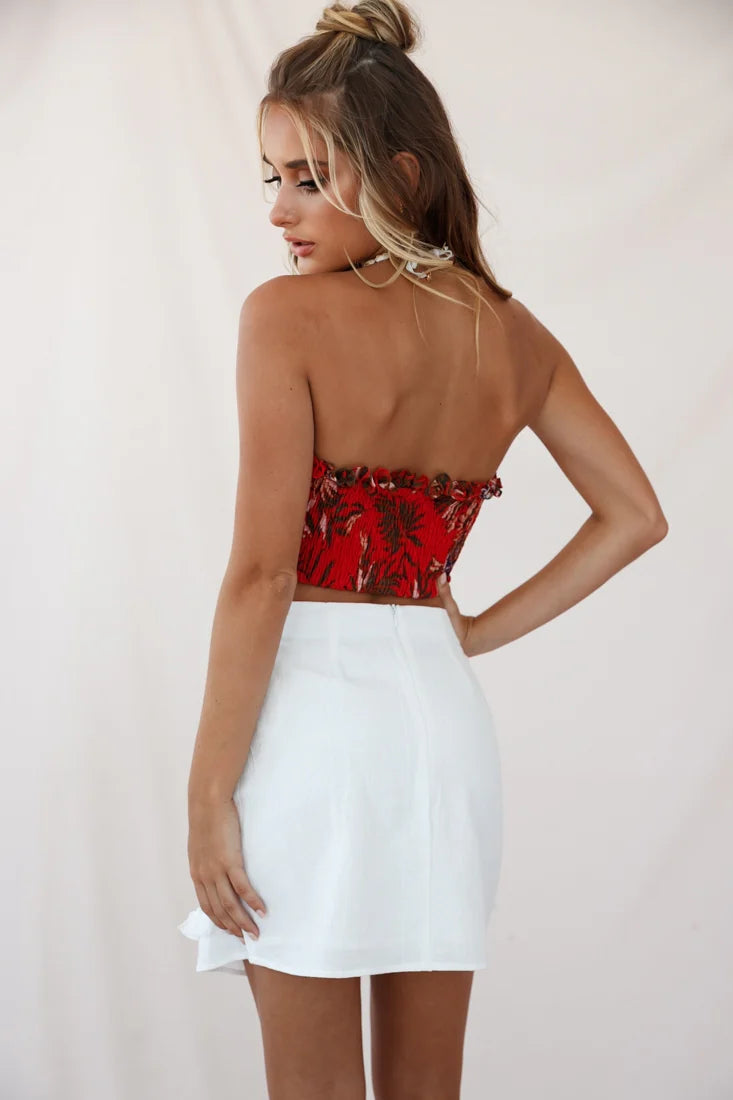 Paloma Crochet Tassel Skirt White