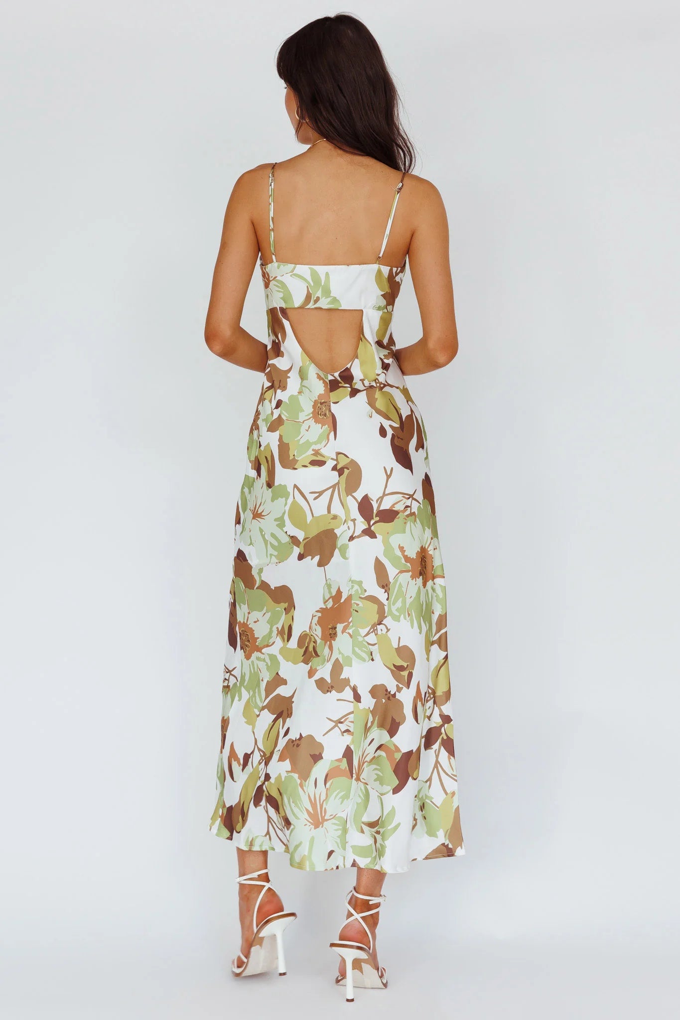 Egypt Cami Strap Maxi Dress Print Green