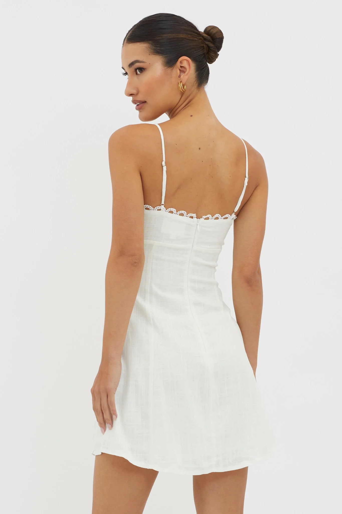 Chamberlain Scallop Trim Mini Dress White