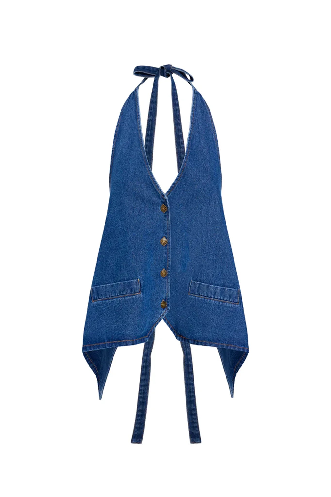 LIONESS Hills Halter Top Dark Denim
