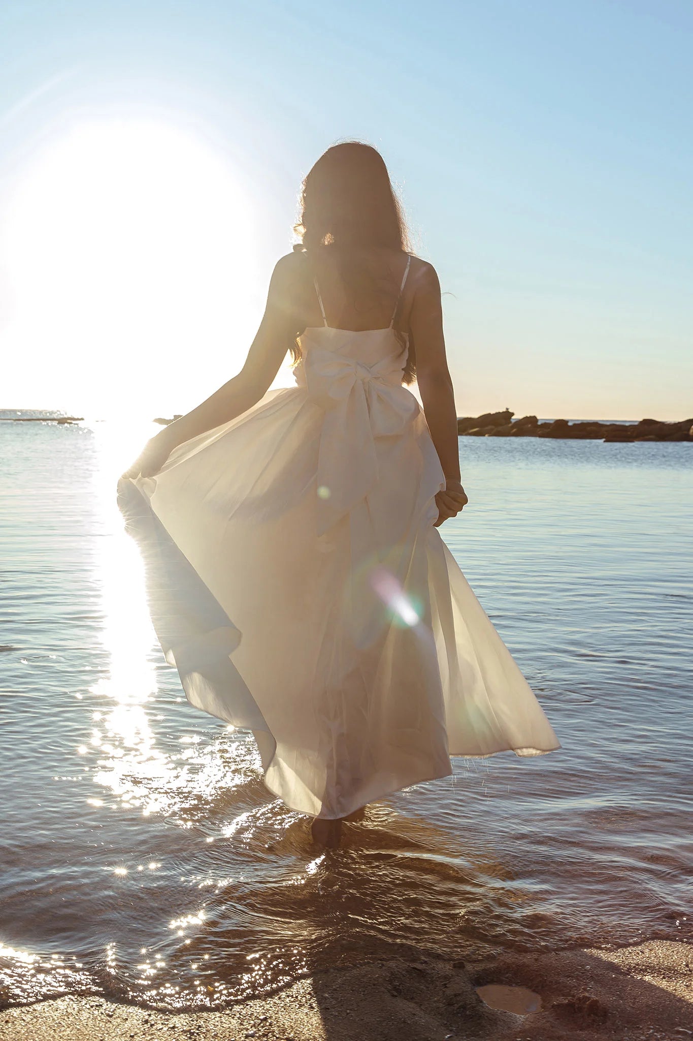Love Songs Back Bow Maxi Dress White