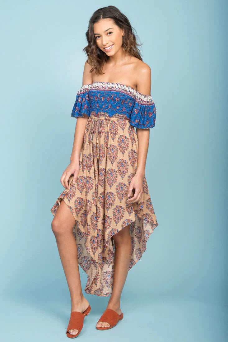Brooke Off The Shoulder Maxi Romper Tan