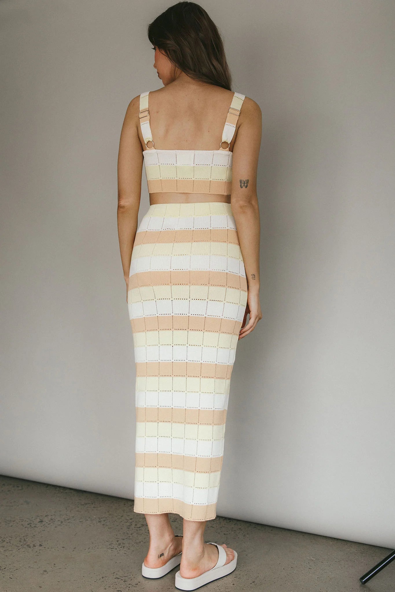 Chase The Sunrise Knit Maxi Skirt Lemon Butter