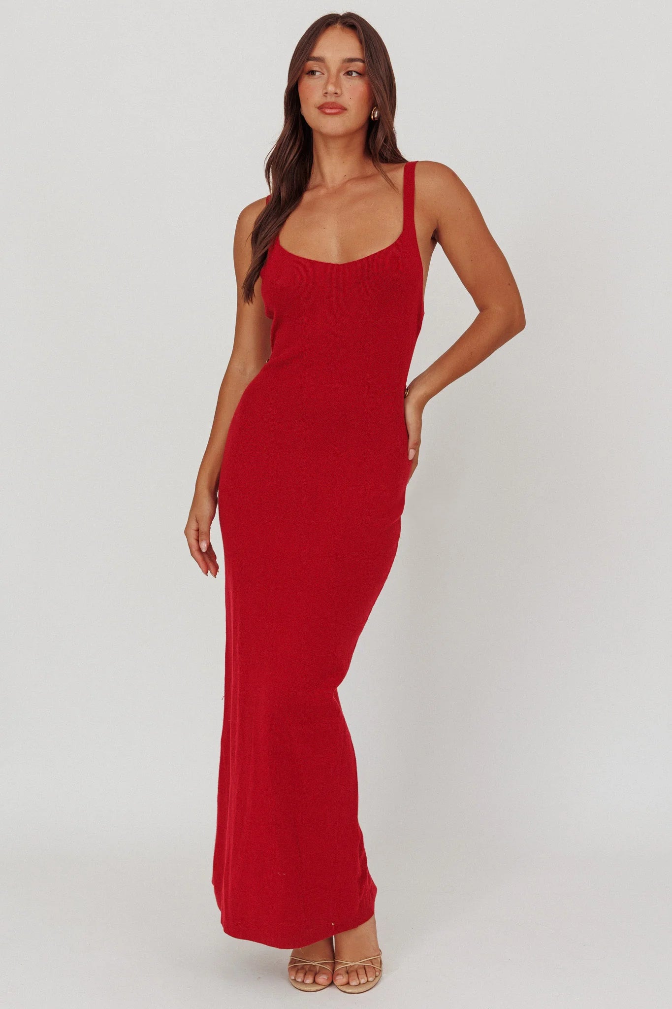 Fall Moon Cut-Out Back Maxi Dress Cherry