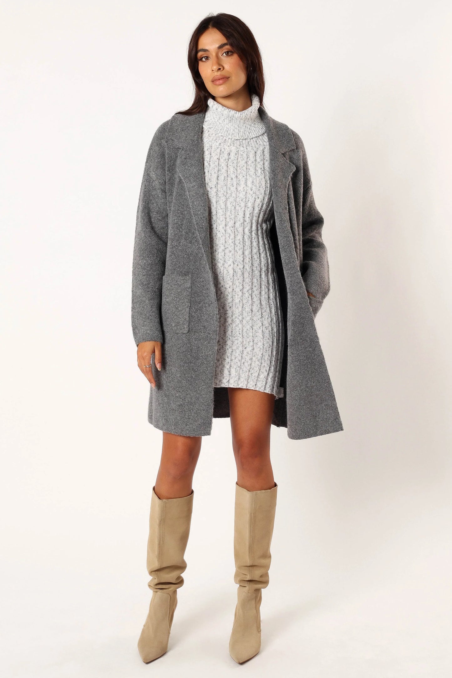 Skylar Open Front Coatigan - Grey
