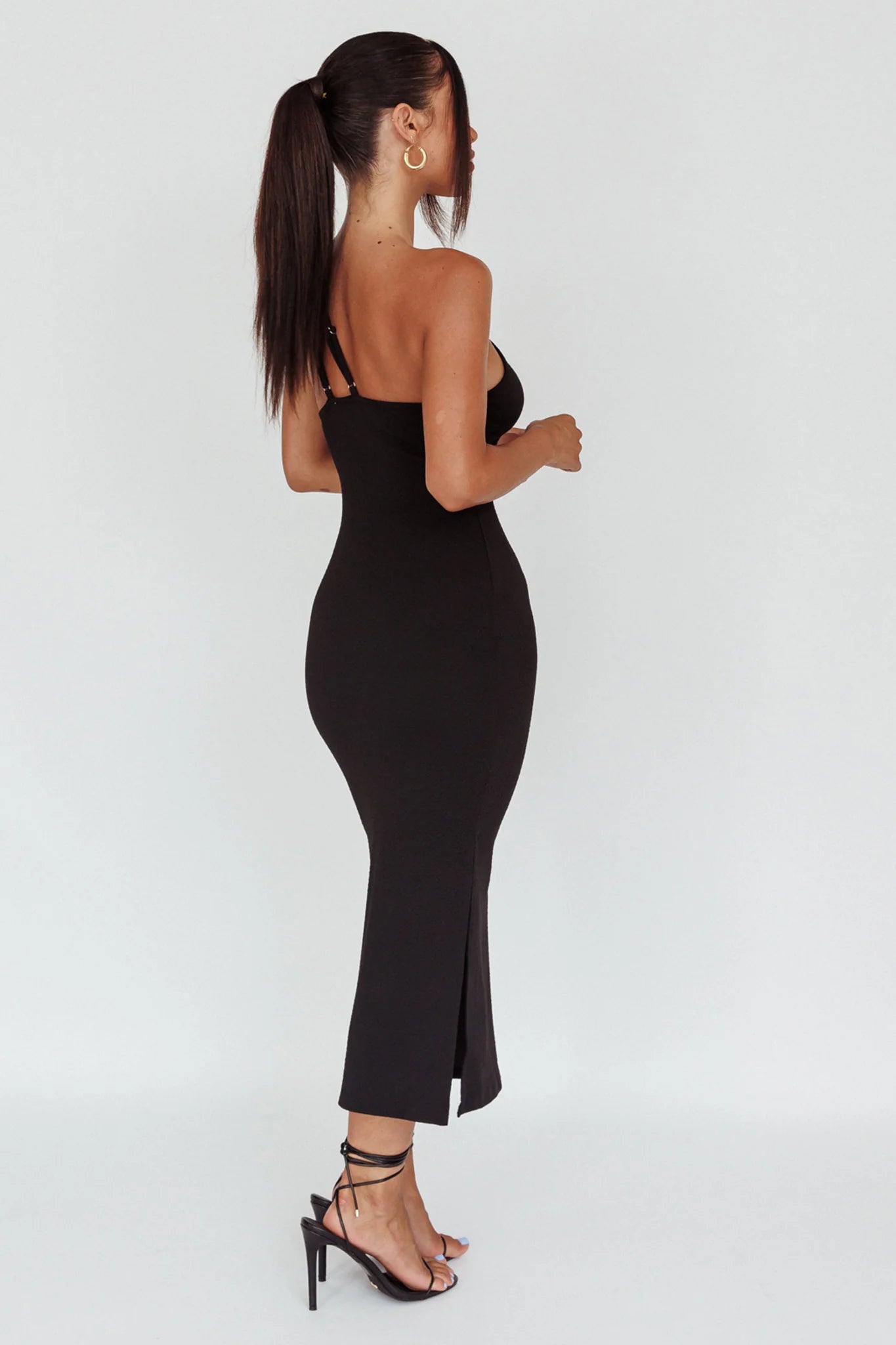 Planets Align Double Strap Midi Dress Black