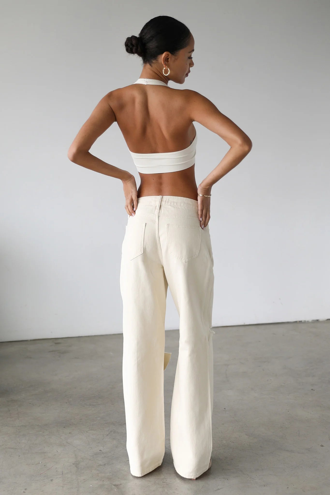 DOGMA Straight Wide Leg Skater Denim Jeans Cream