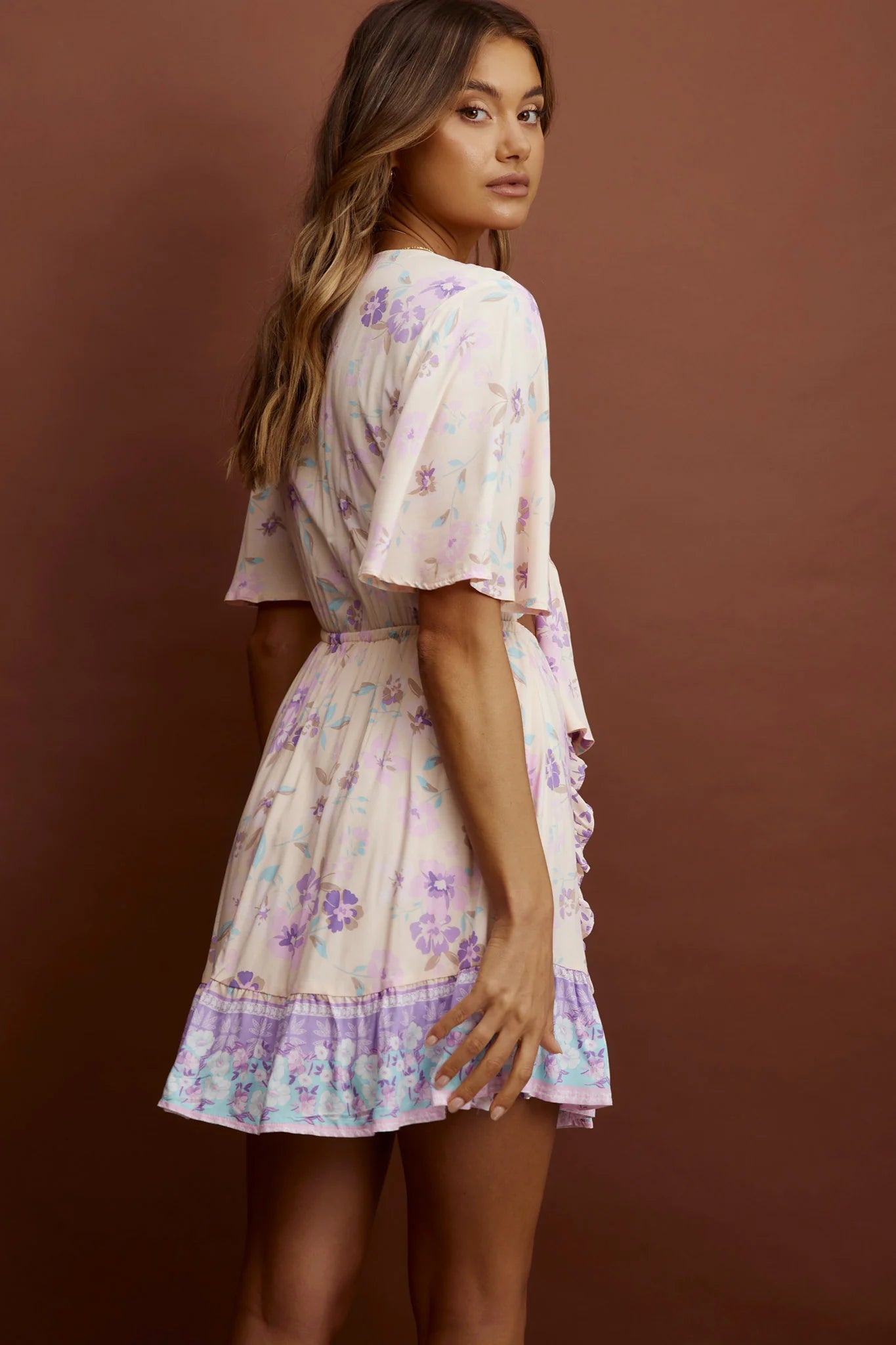 Suva Tie-Knot Bust A-Line Dress Floral Yellow