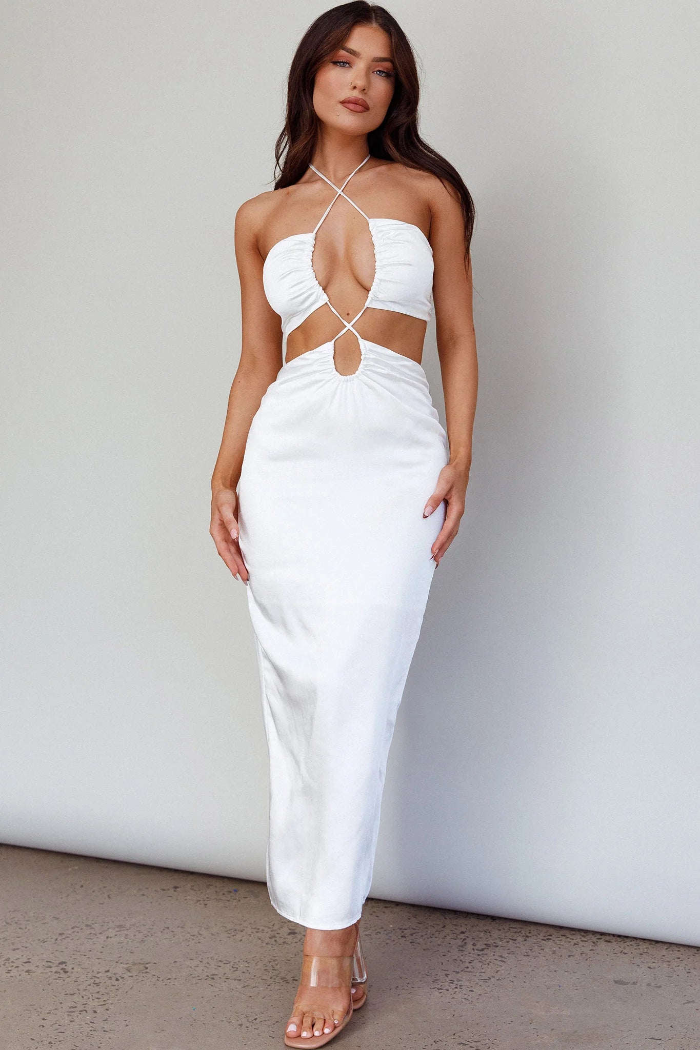 Ryana Cut-Out Drawstring Dress White