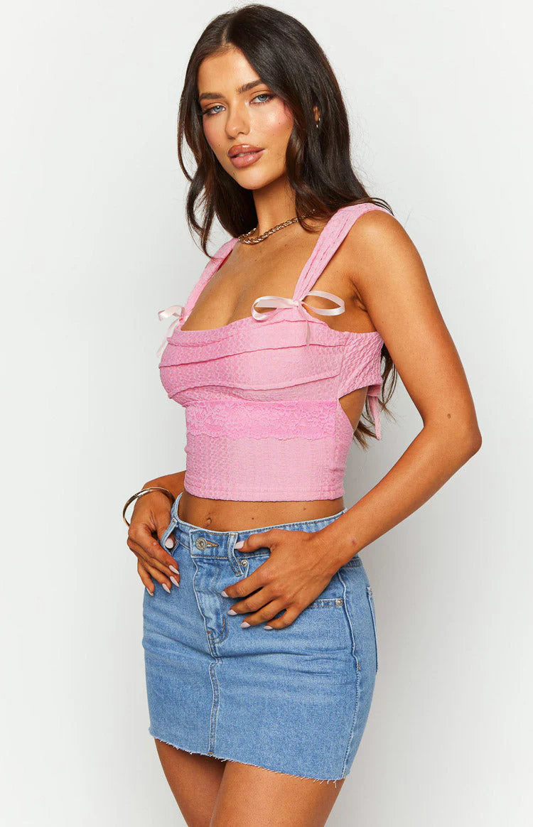 Vida Pink Bow Top