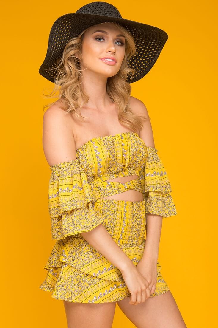 Emory Floral Print Skort Yellow