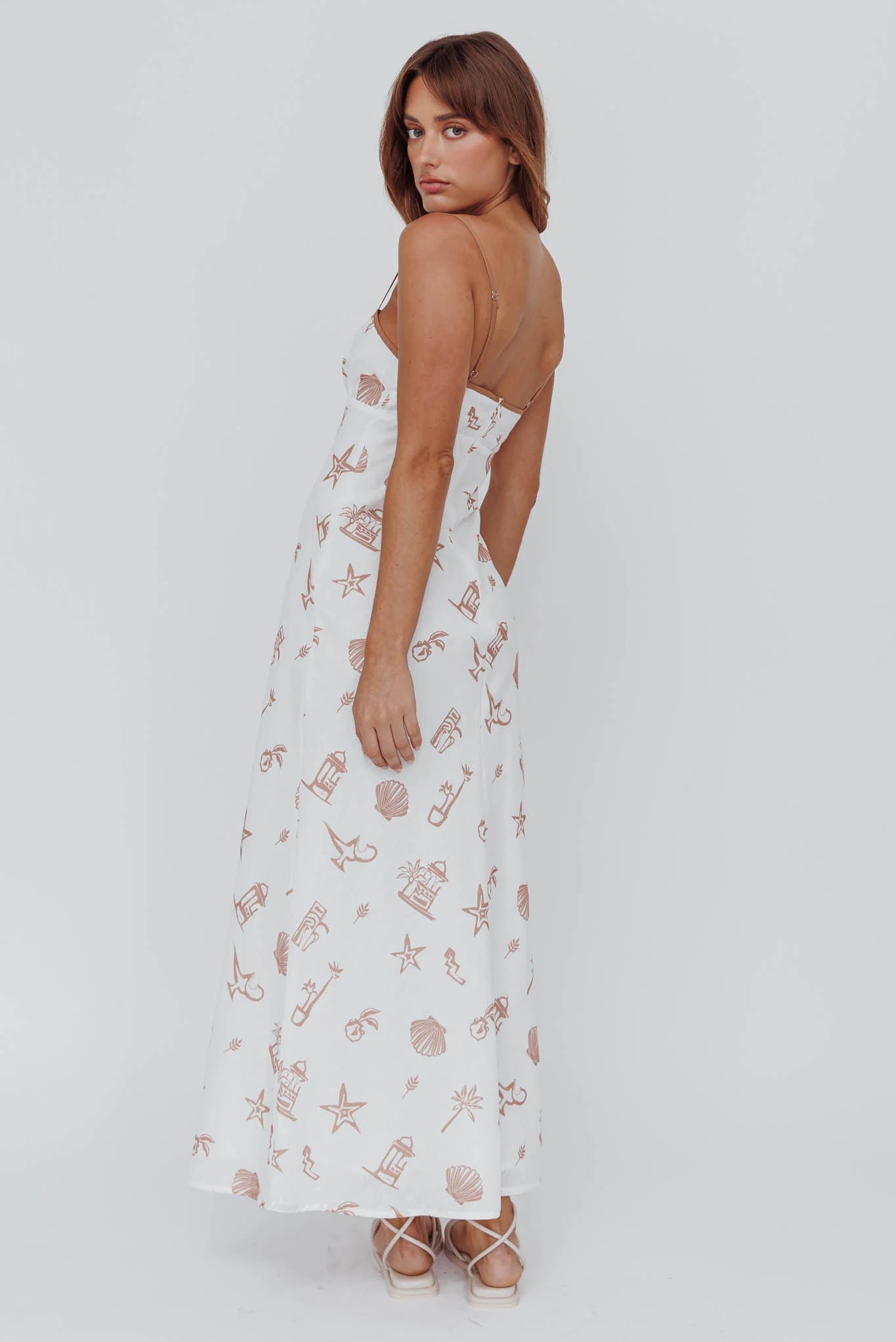 Roll With It Square Neckline Maxi Dress Beige