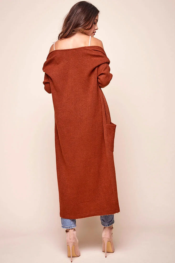 Brookhaven Cafe Long Sleeved Cardigan Rust