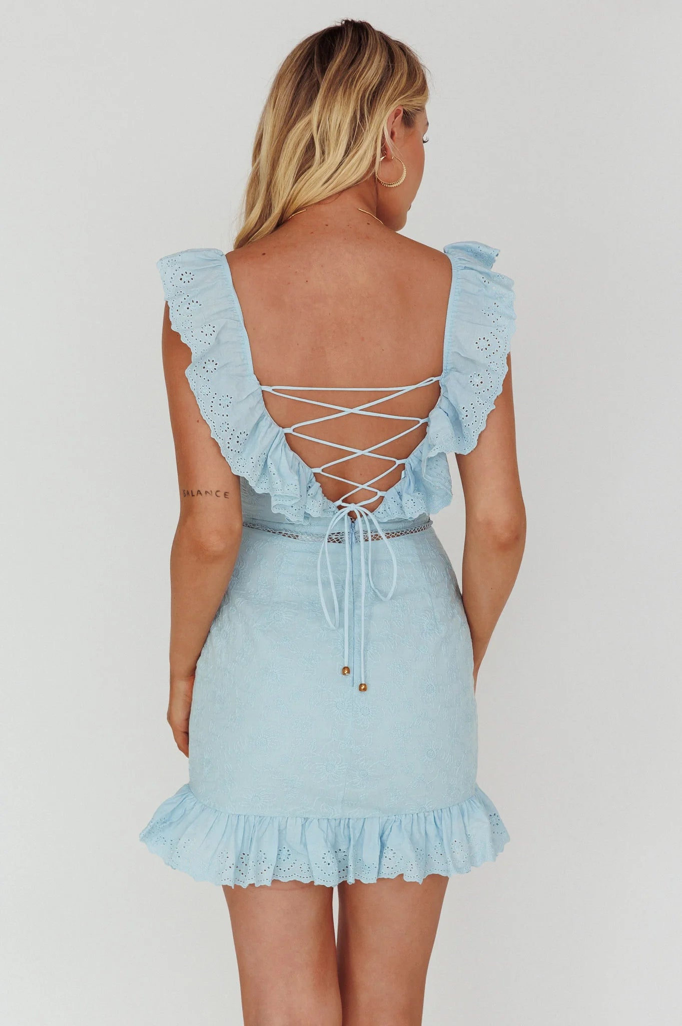Sweet Melody Sweetheart Neckline Off-Shoulder Dress Lace Steel Blue