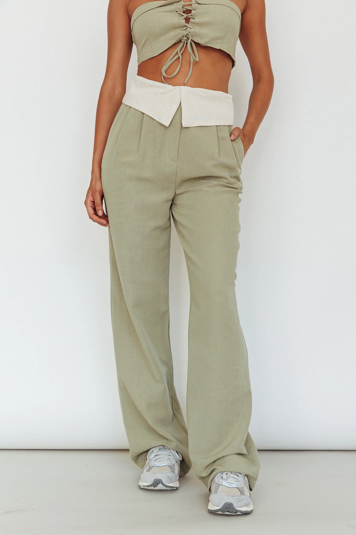 East Village Foldover Pants Sage