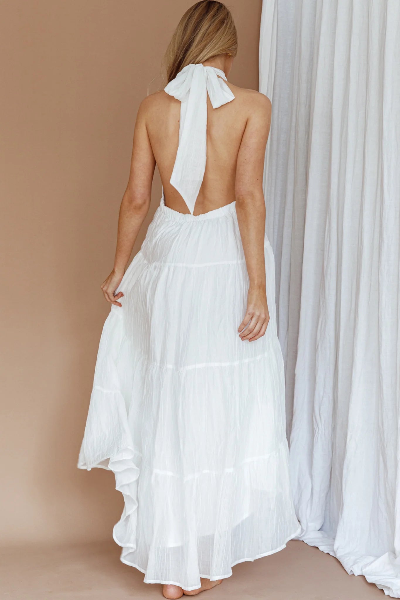 South Haven Halter Midi Dress White
