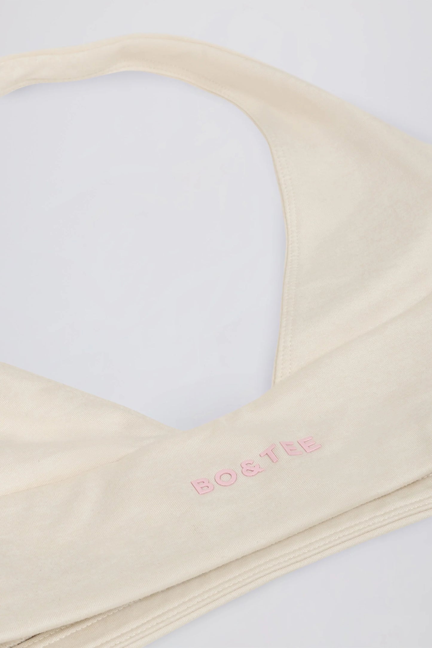 Brushed Jersey V-Neck Sports Bra in Ivory Marl
