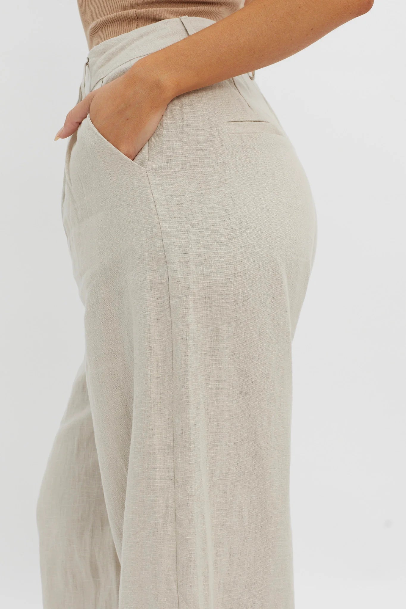 Dodie Straight Leg Trouser Pants Linen Oat