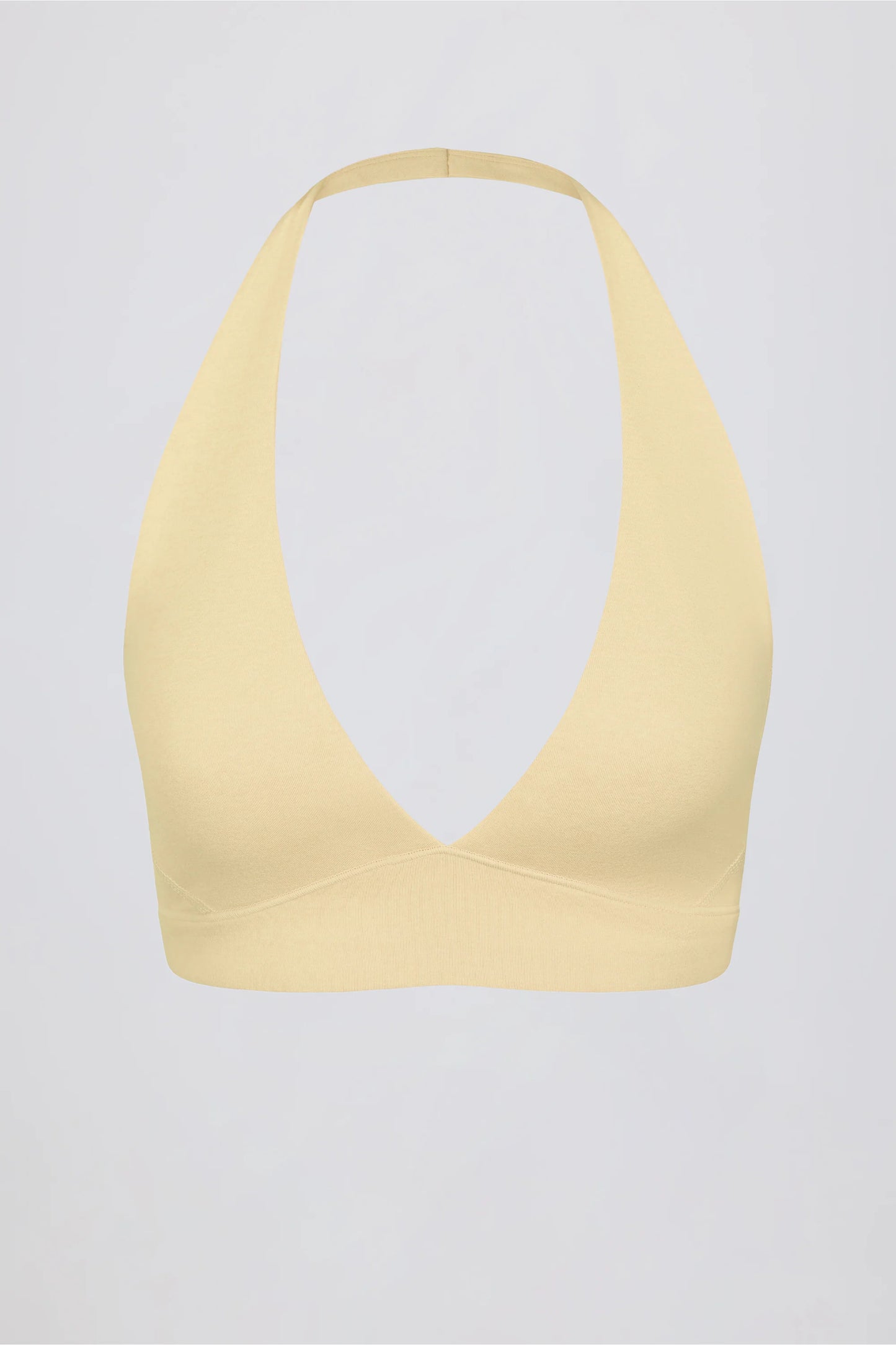 Brushed Jersey V-Neck Sports Bra in Lemon Marl