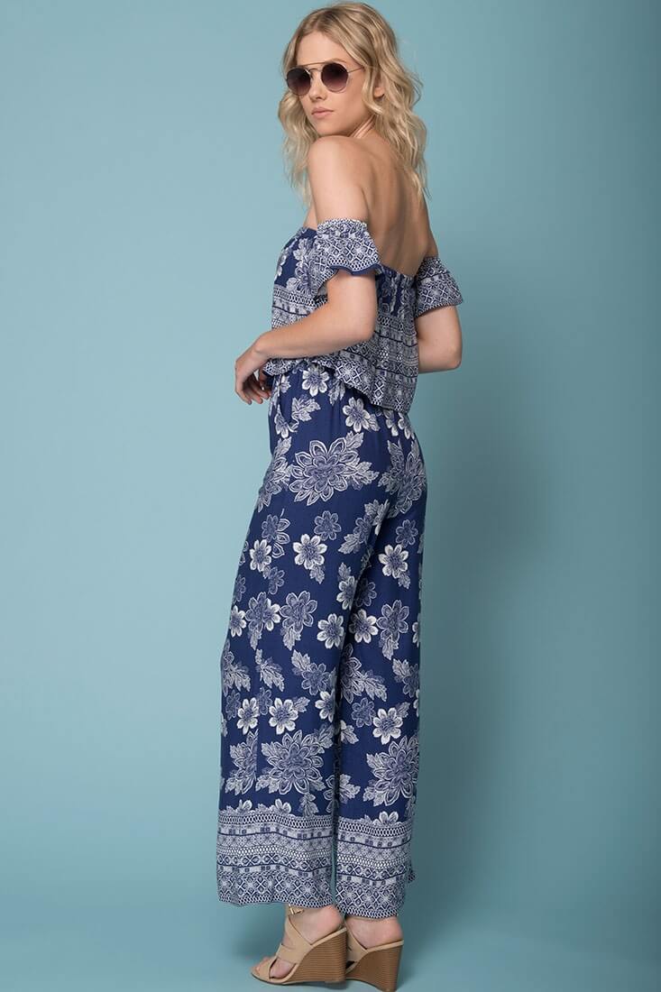 Clover Boho Floral Print Jumpsuit