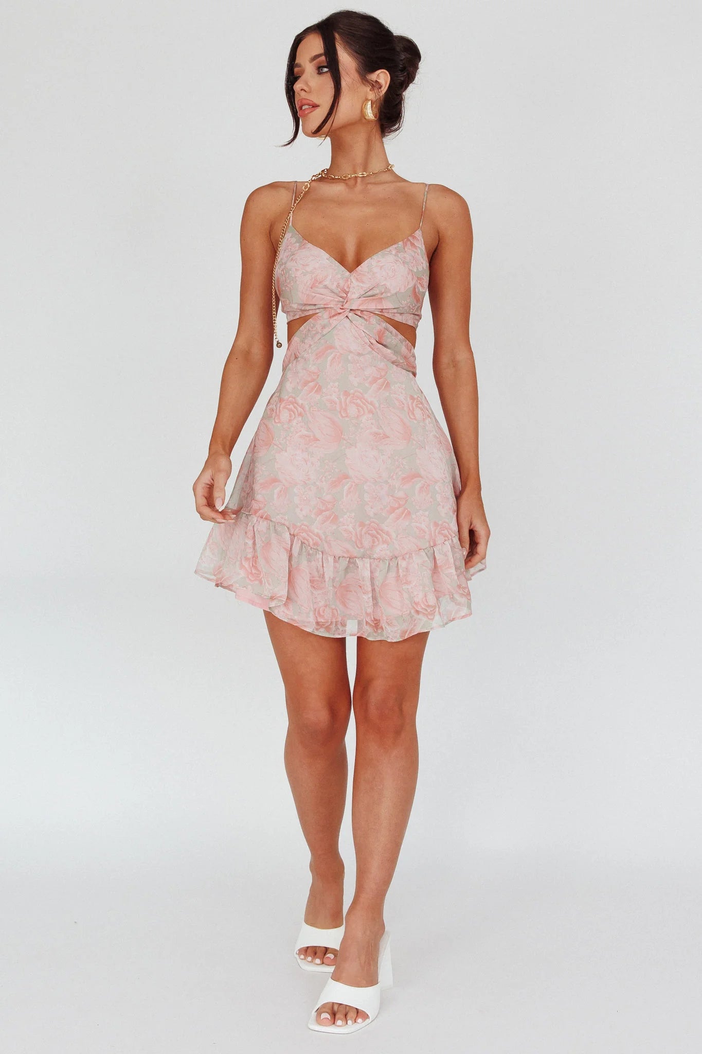 Dream Of You Twist Bodice Mini Dress Rose