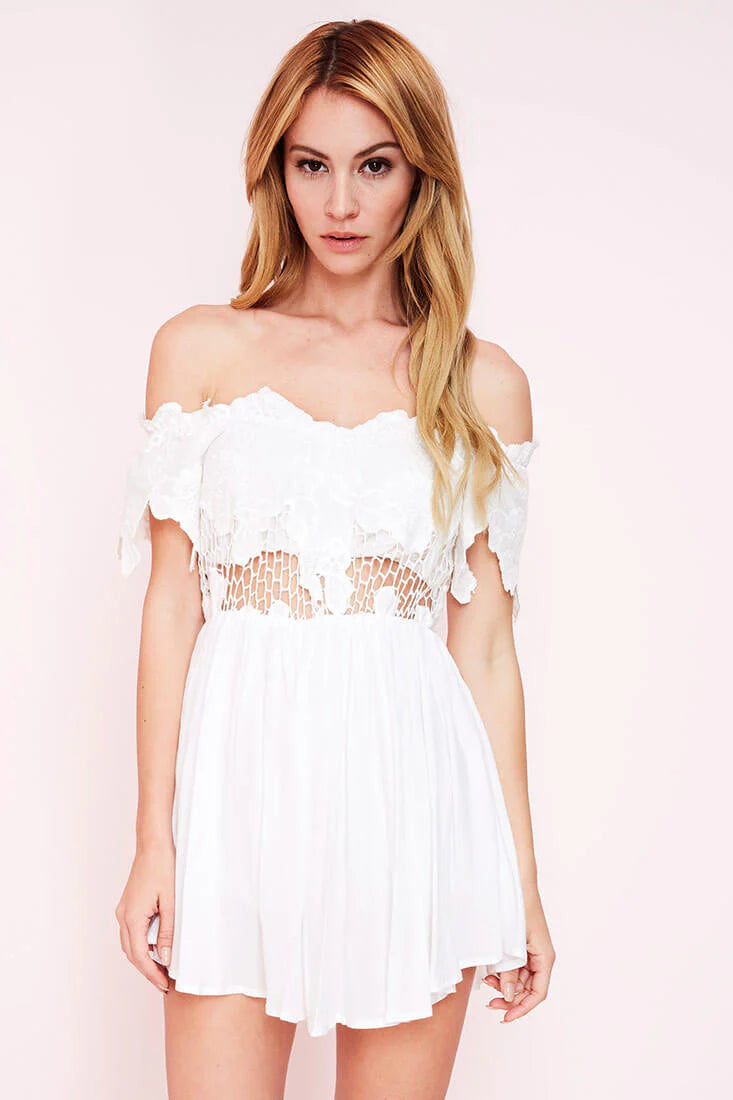 Rheya Sexy Lace Romper White