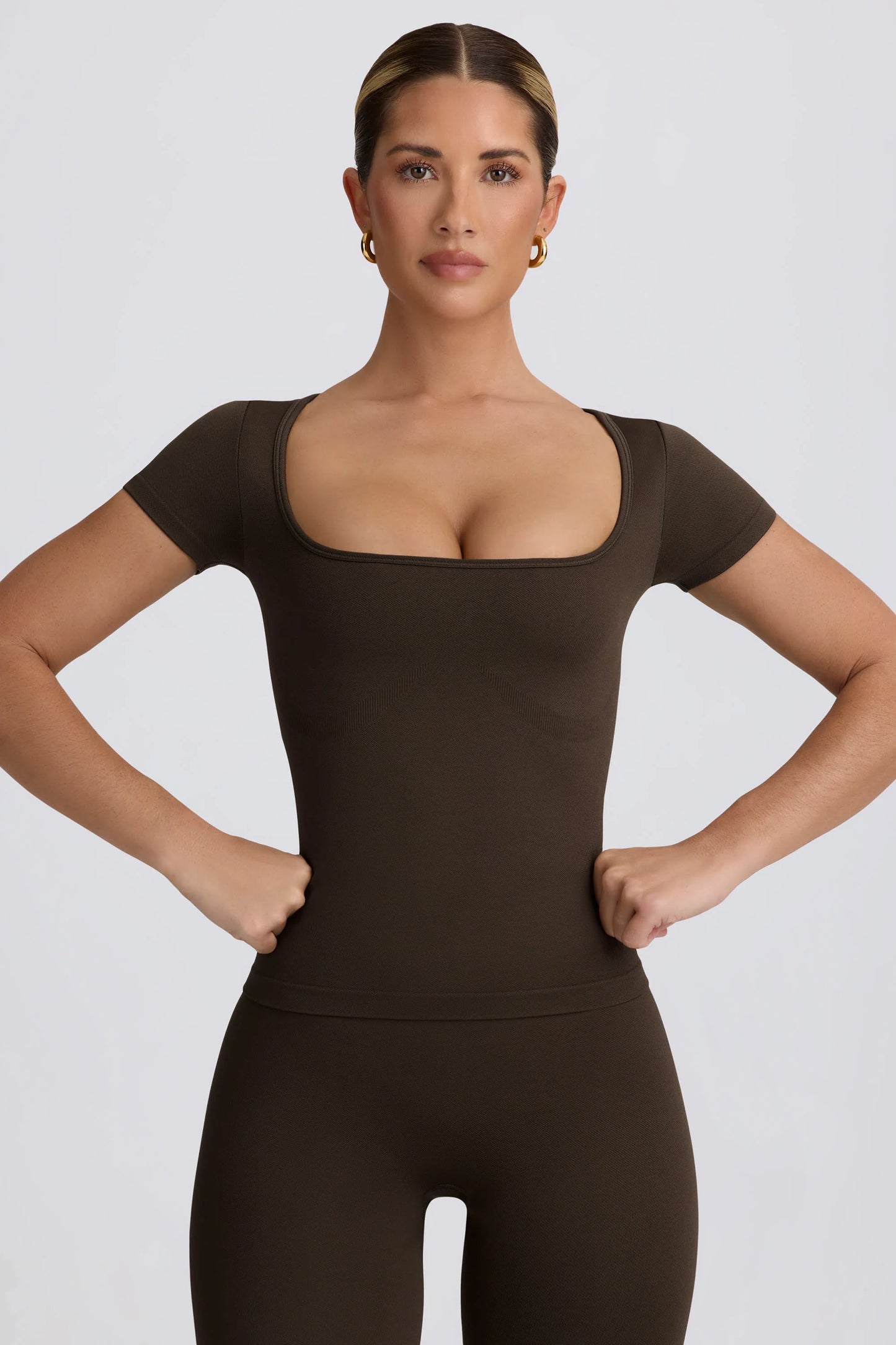 Super Sculpt Seamless T-Shirt in Brown