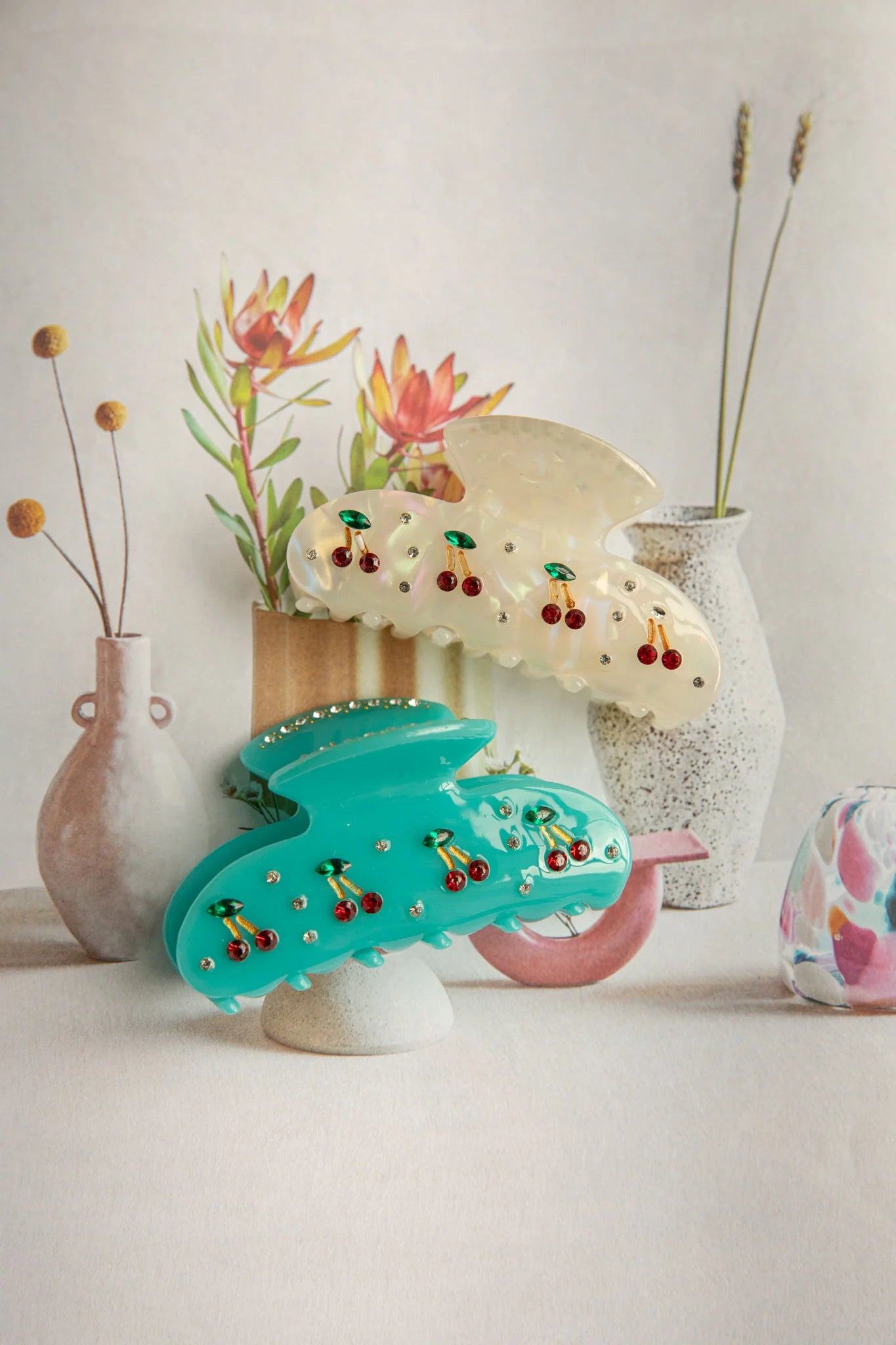 Cherry Pie Hair Clip White