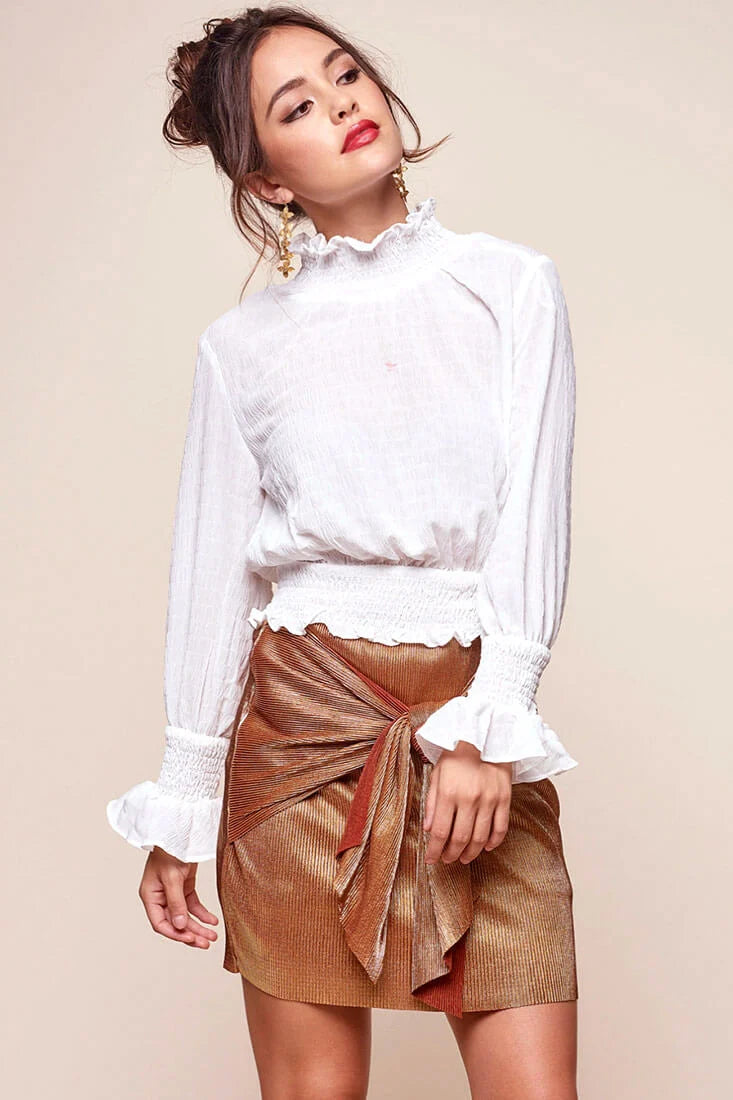 Nicole Cropped Puffy Top White