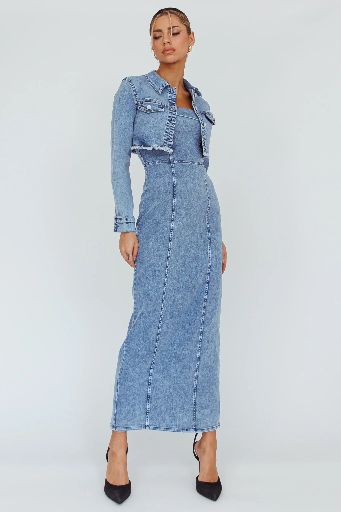 Press Play Strapless Maxi Dress Denim Blue