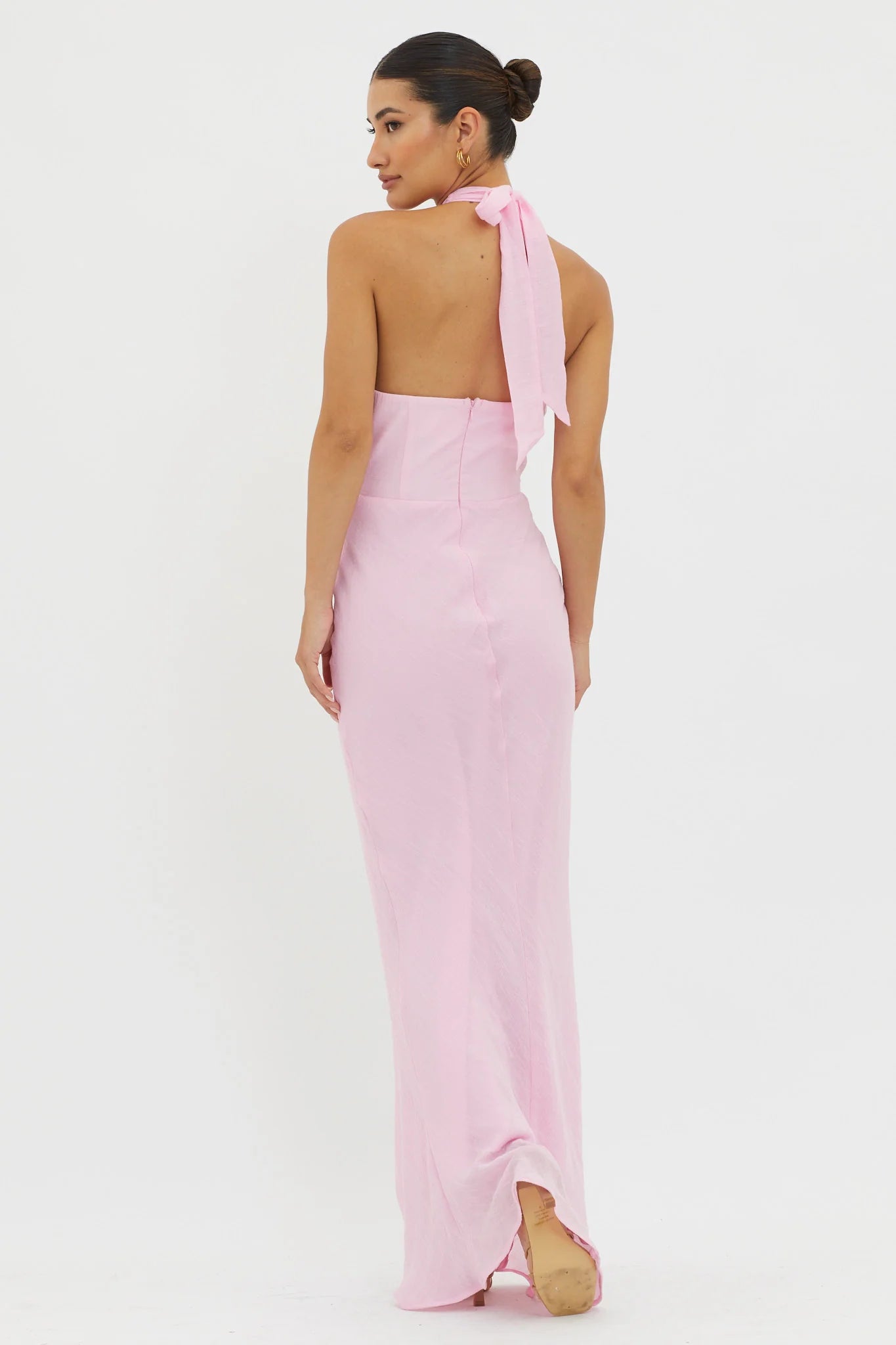 Topaz Skies Halterneck Ruffle Dress Pink