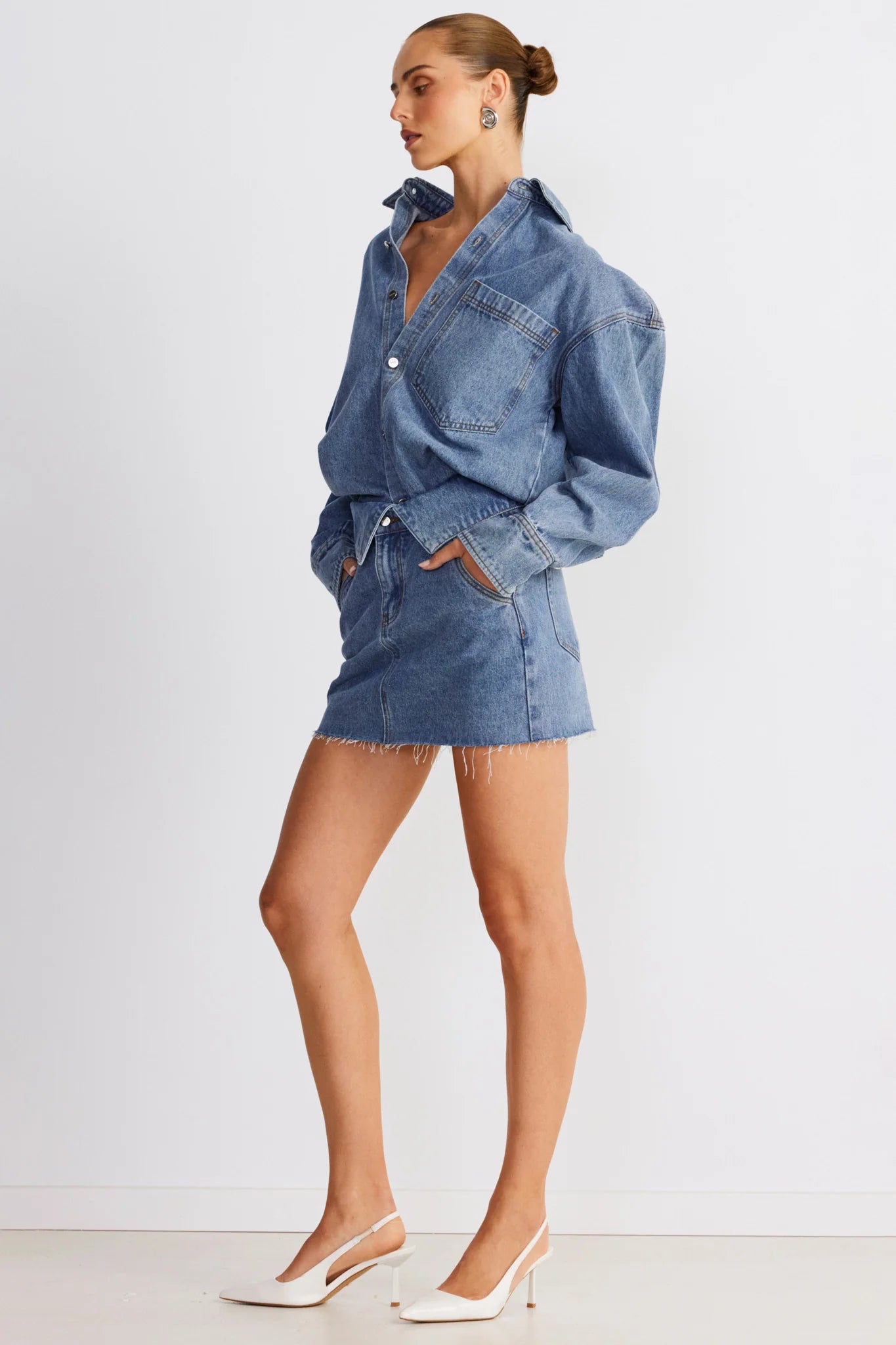 SNDYS Eve Denim Skirt Blue