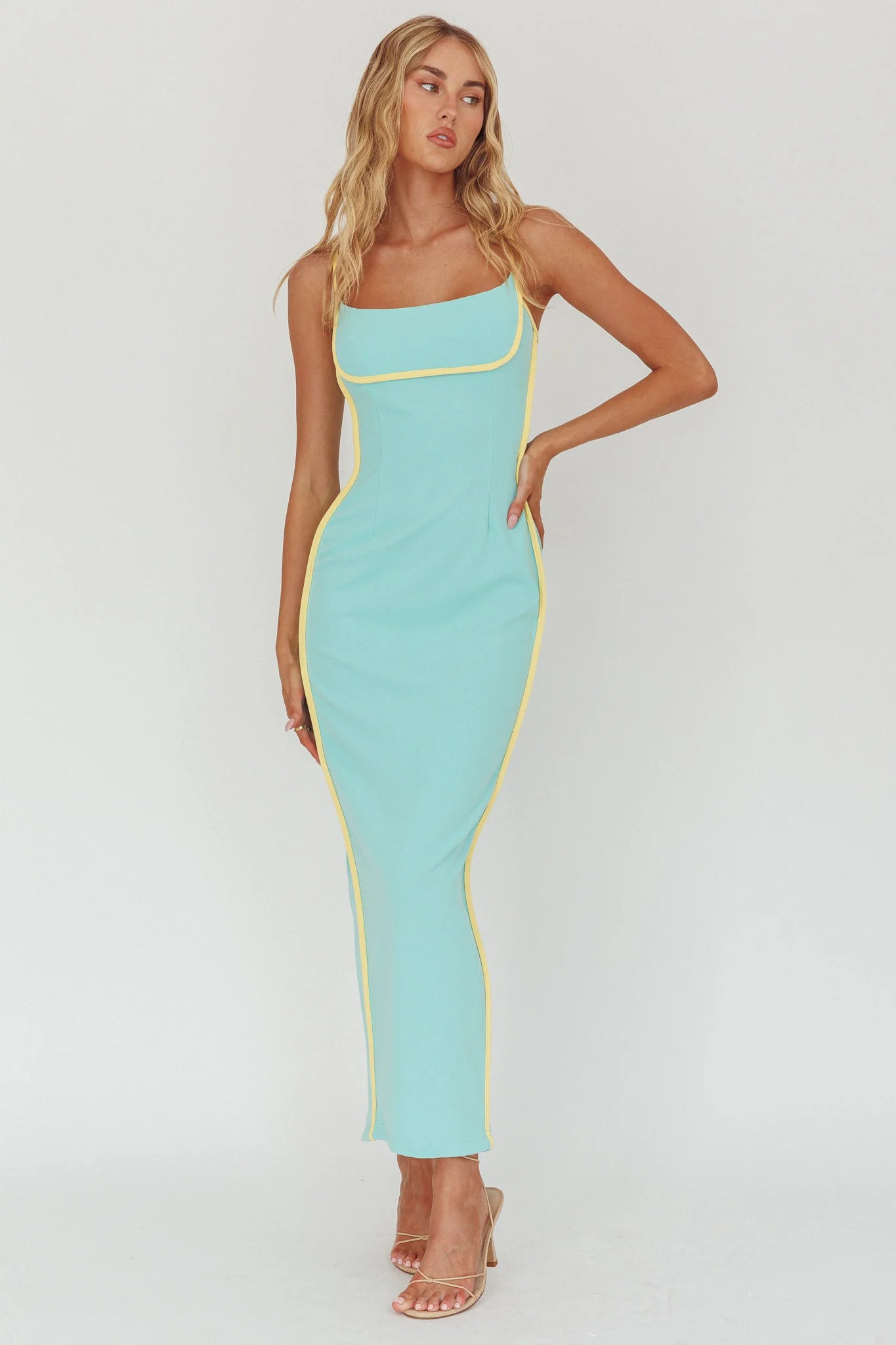 Sunny Coast Piping Trim Maxi Dress Peppermint