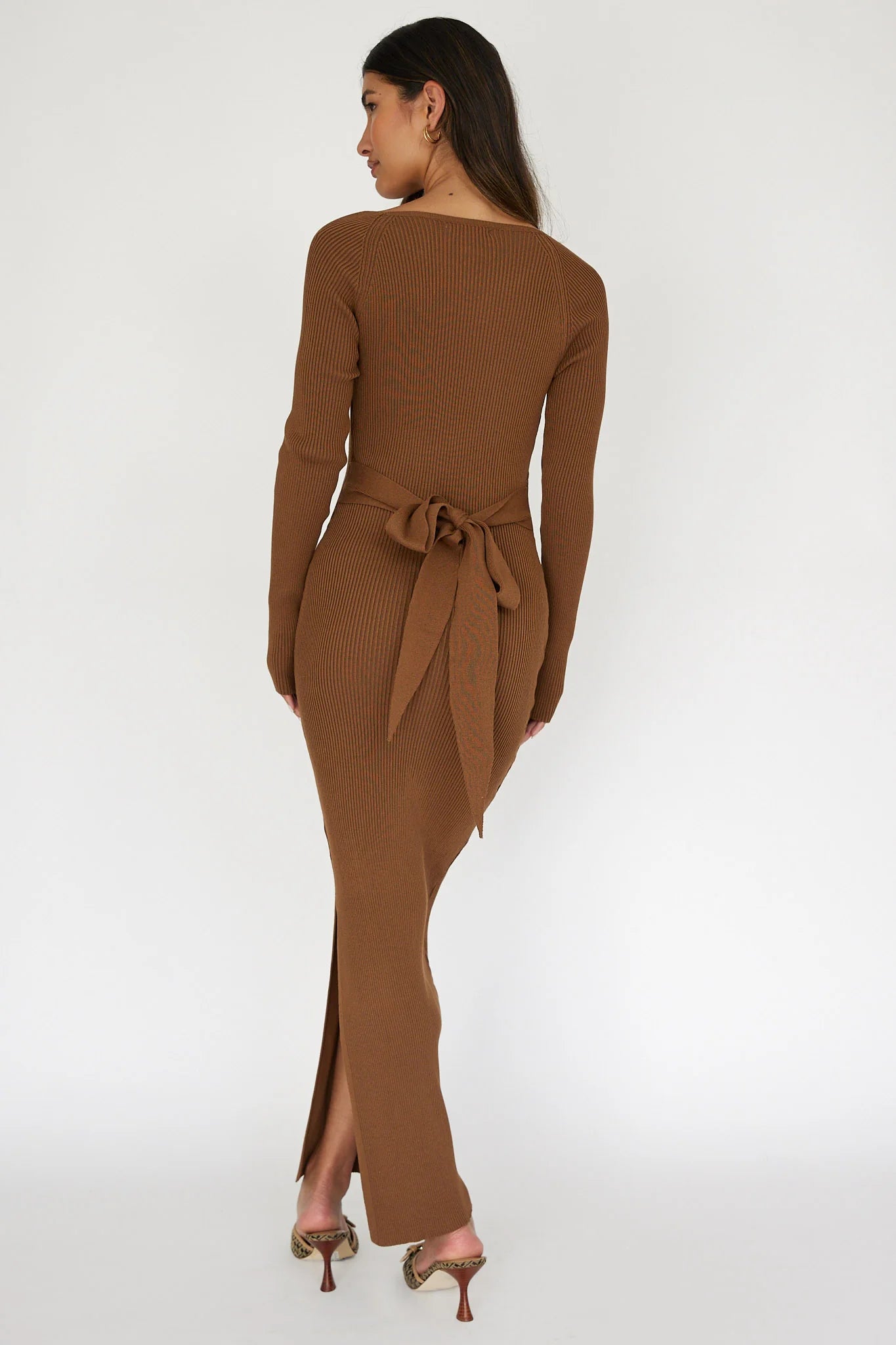 Twilight Moments Long Sleeve Knit Dress Chocolate