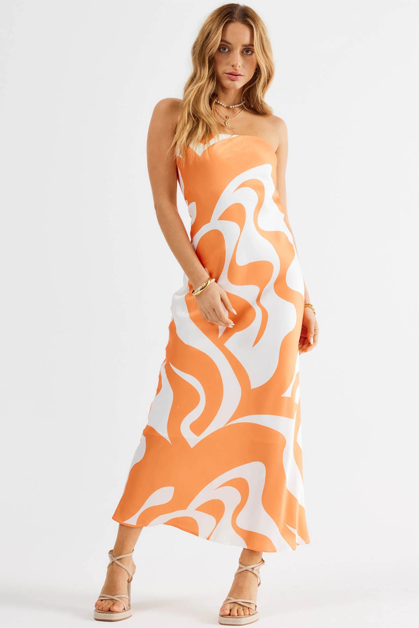SNDYS Angel Midi Dress Swirl Orange
