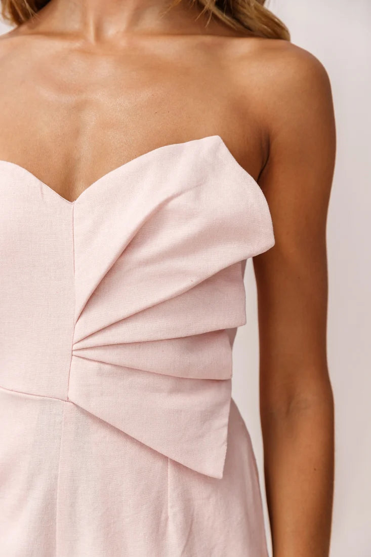 Call Me Wide-Leg Linen Bandeau Jumpsuit Blush