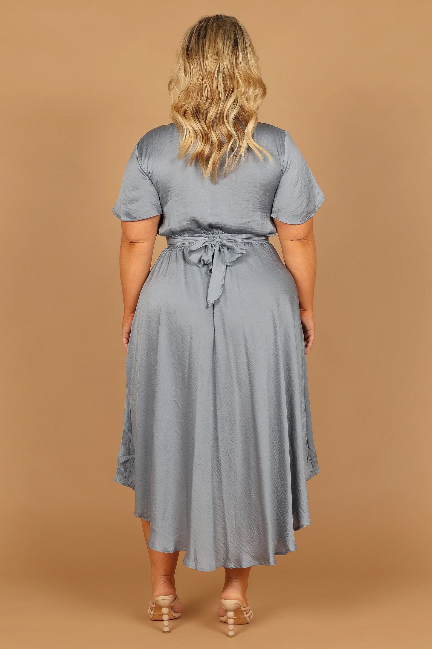 Amanda Hi Lo Tie Front Dress - Blue