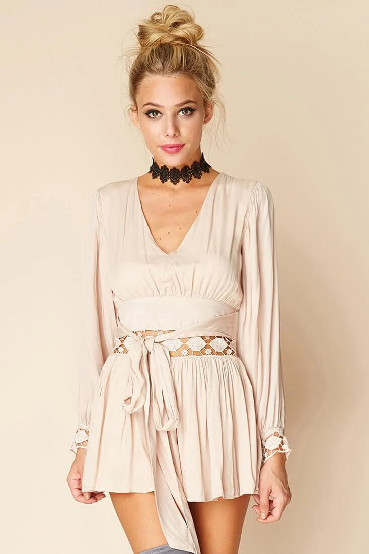 Samantha Boho Romper Beige